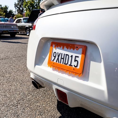 Timtin 2 Sets Fluorescent Orange License Plate Frame, Style 1