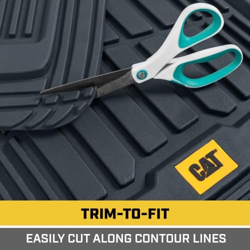 CAT® ToughRide™ Heavy-Duty 4 Piece Cobalt Floor Mats for Cars - Trim to Fit All-Weather Rubber Car Mats Full Set - Truck Mats & Cars Floor Mats - Interior Accessories for SUVs & Car Rug Protection