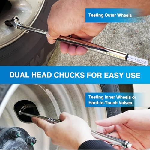 Nilight 2 Pack Dual Head Tire Pressure Gauge 10-150PSI Heavy Duty