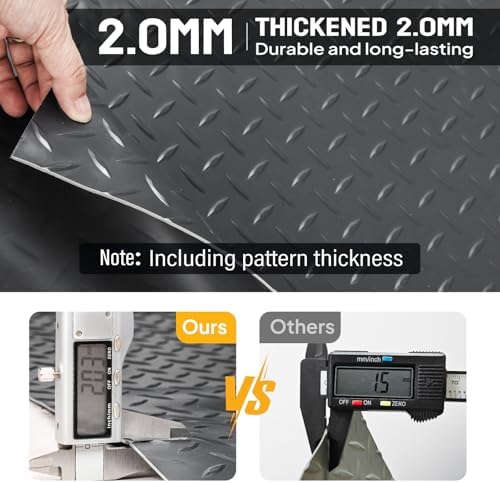 TUFFIOM 5 x 10 FT Garage Floor Mat, Thickened Diamond Plate PVC Garage Mats Flooring Roll for Under Car, Garage Parking Mats for SUVs, Golf Cart, Sports Car - Image 7