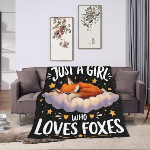 Cute Fox Blanket for Women, Gifts for Girls, Just A Girl Who Loves Foxes Blankets for Kids, Soft Cozy Lightweight Throw for Bed Sofa Home Travel Room Decor, 50x60 Inch - Image 5