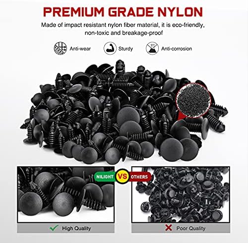 Nilight 146PCS Automotive Christmas Tree Clips Assortment -6 Most Common Sizes Universal Auto Body Shield Retainer Fastener Clip with Fasteners Remover, Replacement for GM Ford Honda Chrysler - Image 3