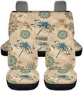 Dragonfly Boho Style Mandala Print Car Seat Covers 4Pcs Front & Rear Breathable Seat Covers Universal Fits for Truck, Sedan, SUV Auto Interior Protector Car Accessories