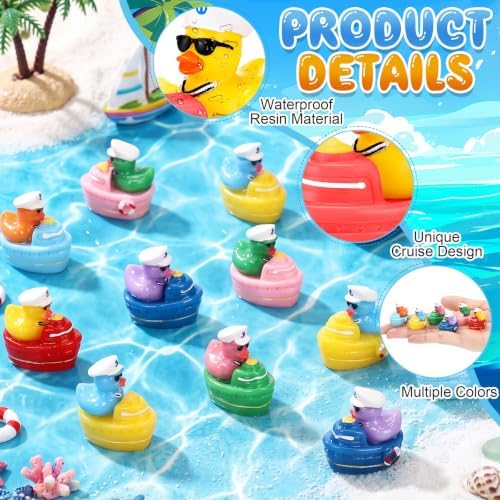 RoundFunny 50 Pcs Mini Sailor Cruise Ducks Tiny Resin Ducks Multicolor - Image 3