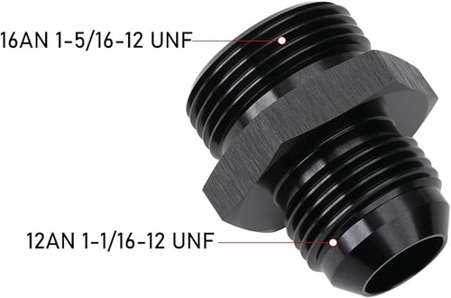 12AN Male Flare to 16AN ORB O-ring Boss Fuel Pump Rail Adapter Fitting Aluminum - Image 2
