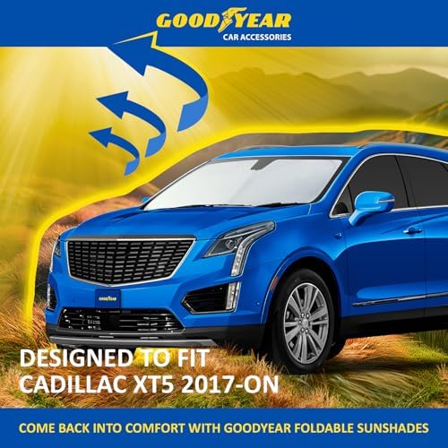 Goodyear Foldable Windshield Sunshade for Cadillac XT5 2017-2026, Truck car Accessories, Sunshade Cover, Sun Shade Car Windshield, Window Sun Blocker - GY008362