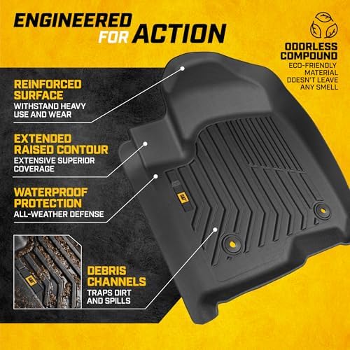 CAT® JustFit™ 3D Custom Fit Floor Mats Chevrolet Silverado 1500/GMC Sierra 2019-2026, Chevy Silverado 2500HD/3500HD Crew Cab/GMC Sierra 2500HD/3500HD Crew Cab 2020–26 Floor Liner Laser Measured Front