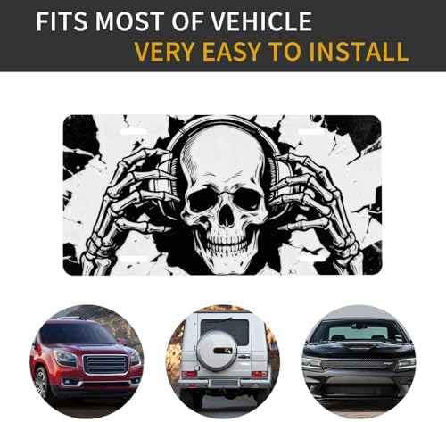 Skull Music Front License Plate 6" * 12" for Women