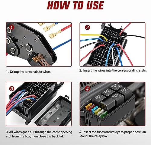 Nilight 12V Fuse Relay Box 6 Relays 6 Slots ATC ATO Blade Fuse Holder 4Pin 5Pin Terminal 40A Relay Waterproof Block Kit Universal for Automotive Car Truck Camper Marine Boat
