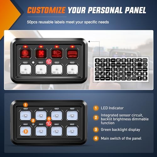 Nilight 8 Gang Switch Panel Relay System Automatic Dimmable