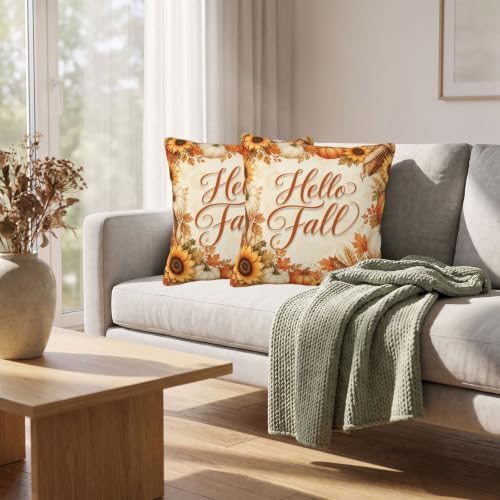 Fall Pumpkin Throw Pillow Covers 20x20 Set of 2, Rustic Cushion Covers - Image 6