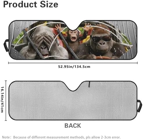 Renewold Auto Front Windshield Sun Shade for Jeep Wrangler JL 2/4 Door Jeep Gladiator JT 2020-2023 Foldable Car Window Sunshade Cover Block UV Rays Heat Sun Visor Funny Gorilla Driving Car Accessories