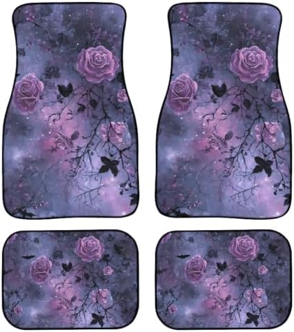 Witch Carpet Vehicle Floor Mats for All Saints'Day Gothic All Weather 4 Piece Fit Floor Mat Spooky Silhouette Interior Accessories Anti Slip Mats for Row