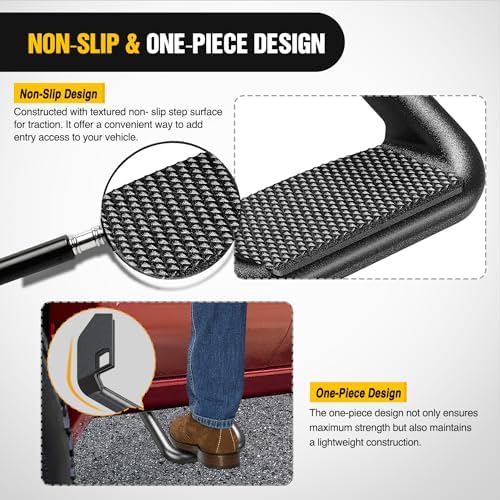 Nilight Aluminum Slip-Proof Nerf Steps 4Pcs Black for Pickup Trucks