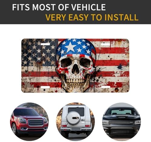Skull Vintage American Flag Front License Plate 6" * 12" for Women
