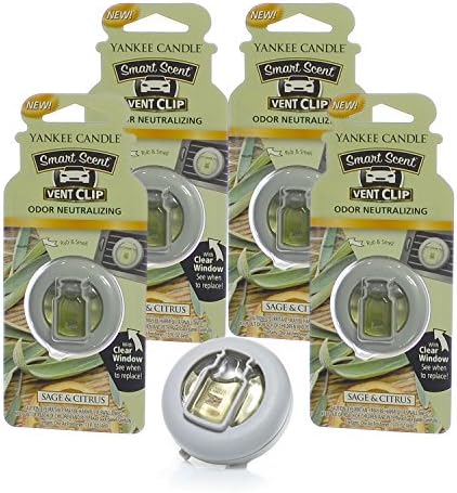 Yankee Candle Car Freshener Smart-Scent Vent Clips, 4-PACK (Sage & Citrus)