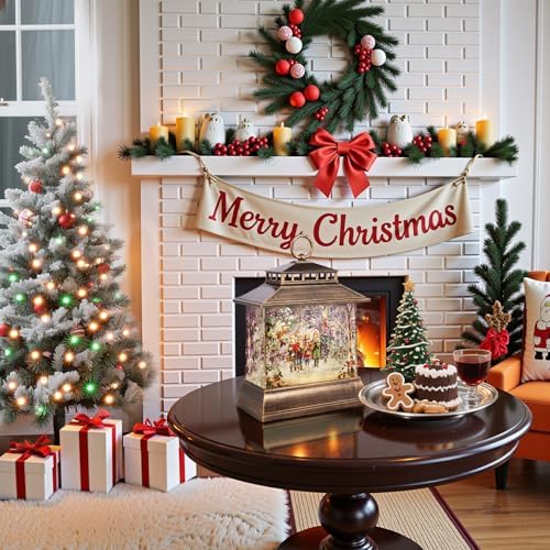 Christmas Snow Globe Lantern Water Glittering Lantern with 8 Songs & 6H Timer Romote Control Christmas Snow Globes USB & Battery Operated for Christmas Festival Decorations Gifts (Christmas Carol) - Image 6