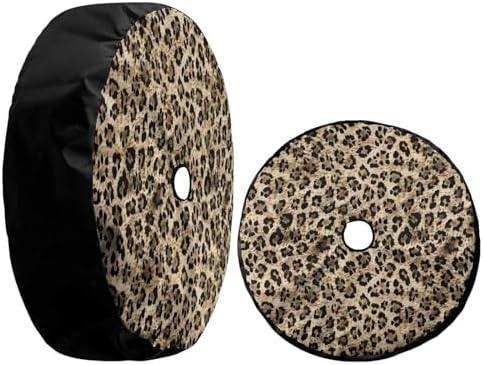 KiuLoam Hipster Leopard Cheetah Print Spare Tire Cover with Backup Camera Hole Universal Sunscreen Waterproof Wheel Covers for Trailer RV SUV Truck and Many Vehicles (15" for Diameter 27"-29")