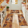 U'Artlines Happy Fall Leaves Kitchen Rugs with Runner Sets 3 Piece, Brown by UArtlines