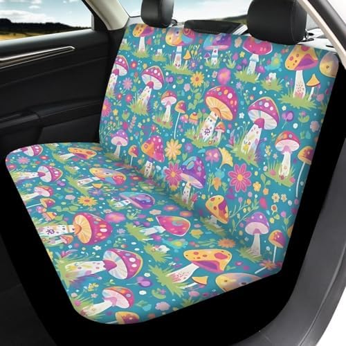 Vibant Mushroom Floral Print Car Seat Covers 4Pcs Front & Rear Breathable Seat Covers Universal Fits for Truck, Sedan, SUV Auto Interior Protector Car Accessories