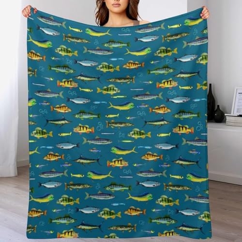 Socira Fish Fishing Blanket Throw Blanket Fish Fishing Gifts for Women Men Soft Sofa Throws for Travel Camping Bed Home Decor Car Birthday Gift 60"*80"（150 * 200cm） - Image 2