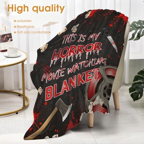 Horror Movie Throw Blanket, Horror Movie Gifts for Adult Men Women, Bed Room Sofa Couch Home Theater Decorations for Who Love Watching Horror Movies 60"x80" - Image 4