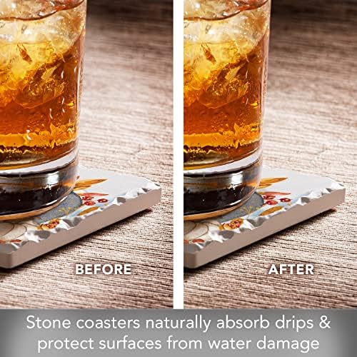 Thirstystone Denim Harvest Pumpkins 4 Pack Tumbled Tile Stone Coasters - Image 4