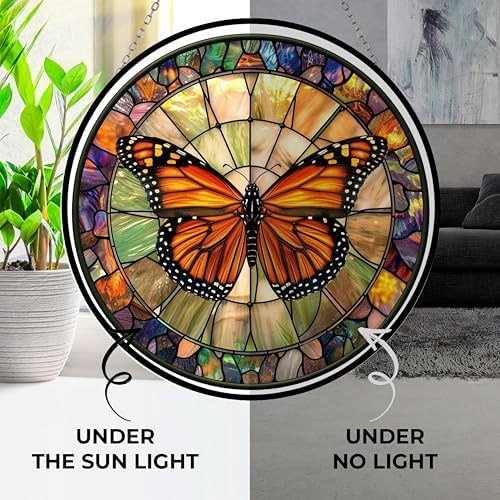 Monarch Butterfly Suncatcher, Stained Window Hanging-Suncatcher for Window, Nativity Scene Window Hanging Stained, Christmas Ornaments Home Xmas Decor, Christian Gift for Family Mom - Image 3