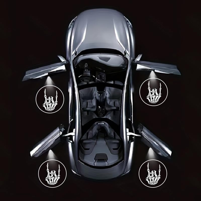 4PCS Skeleton Finger Cars Door Logo Projector LED Shadow Light Welcome Lamp