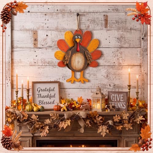 Yalikop Thanksgiving Door Sign 3D Wooden Turkey Decoration - Image 5