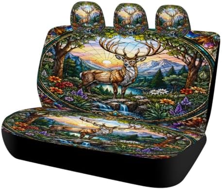 Wolf Dragon Deer Car Seat Covers Full Set, Universal Auto Seat Protector