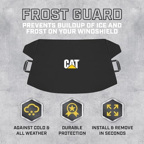 Cat® Windshield Snow Cover, Toughest Car Frost Protector for Ice & Sleet, Weatherproof for Winter, Includes Anti-Theft Straps, Freeze Protector for Auto Car Truck Van SUV, Wide Size 78"x45" inch,Black