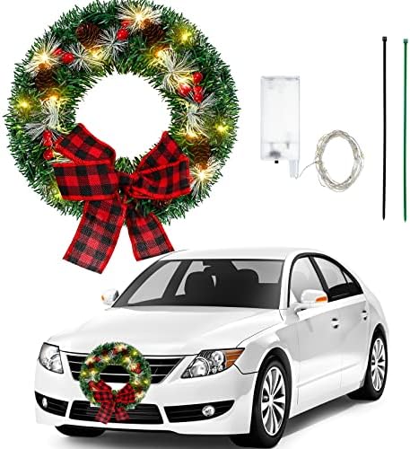 Canlierr Christmas Car Wreath Decoration with LED Lights, Classic Style by Canlierr