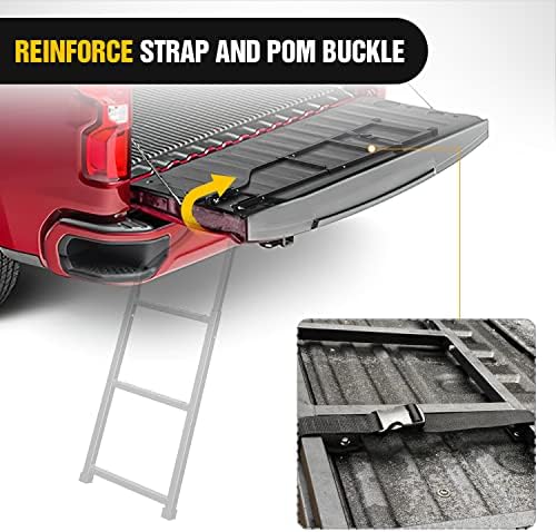 Nilight Foldable Truck Tailgate Ladder for Pickup with Step Grip Plates