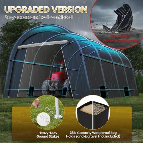 13x20' Portable Garage with 4 Stability Sandbags, Carport for UV&Rain - Image 3