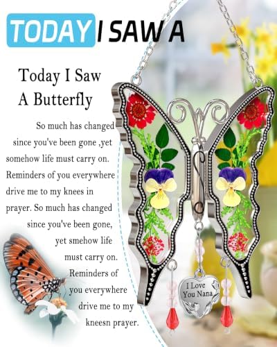 KY&BOSAM Gifts for Nana Butterfly Suncatcher Stained Glass Sun Catchers - Image 5