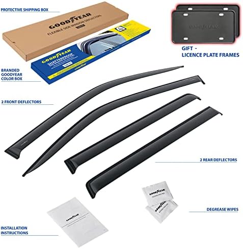 Goodyear Shatterproof Window Deflectors for Nissan Frontier 2005-2021, Tape-on Rain Guards, Window Visors, Vent Deflector Visor,Car Accessories,4 pcs. - GY008847