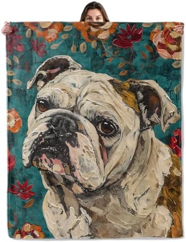 English Bulldog Portrait Throw Blanket Gifts for Women Kids, 40x50in by Buttigiy
