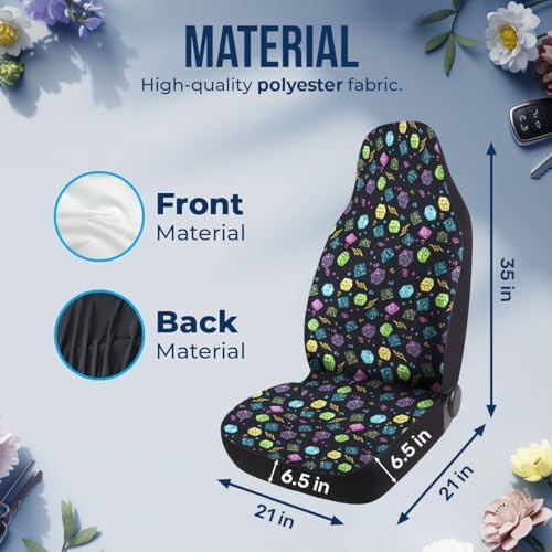 GENANY Fantasy Dragon Dice Car Seat Covers, 2-Piece Front Seat Set