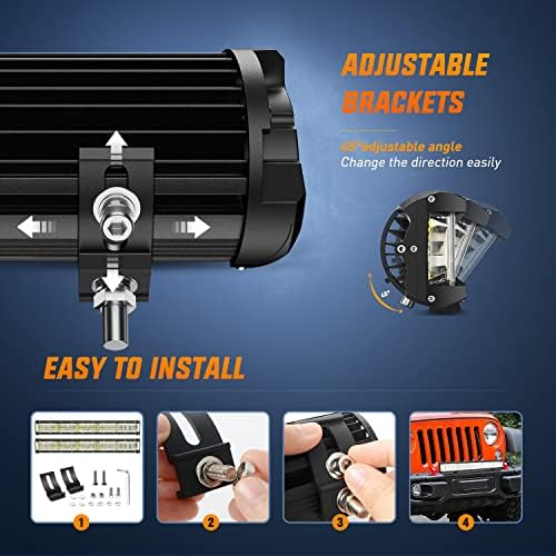 Nilight Side Shooter LED Light 1PC 13.5" with Wiring Kit for Truck SUV UTV