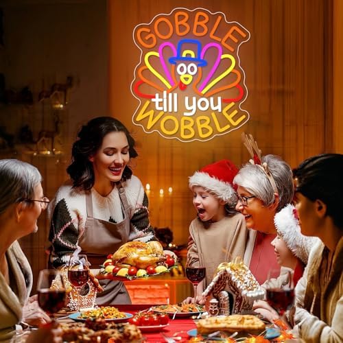 Turkey Neon Sign Thanksgiving Neon Sign Dimmable Thanksgiving Neon Light Sign for Home Decor Gobble Till You Wobble Sign for Autumn Decor Kids Holiday Gift - Image 7