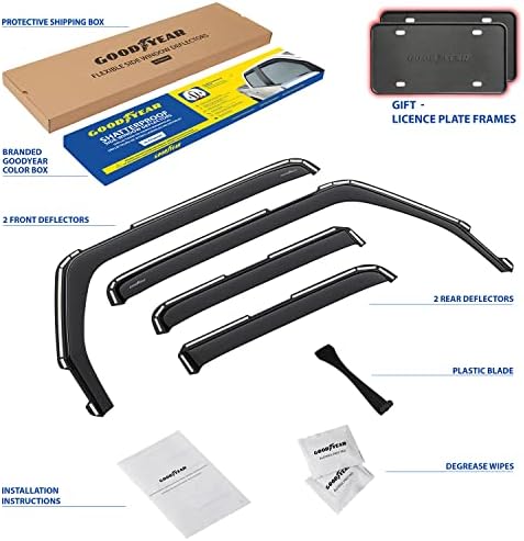 Goodyear Shatterproof in-Channel Window Deflectors for Jeep Wrangler JK 2007-2018, Rain Guards, Window Visors for Cars, Vent Deflector, Car Accessories, 4 pcs - GY003492