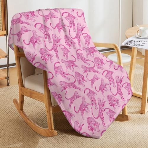 Socira Pink Leopard Blanket Throw Blanket Pink Leopard Gifts for Women Men Soft Sofa Throws for Travel Camping Bed Home Decor Car Birthday Gift 60"*80"（150 * 200cm） - Image 4