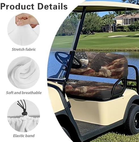 Yewatlles Eagle with American Flag Club Car Seat Covers, Golf Cart Seat Covers for Club Car Printed Ordinary Seat Casual Comfortable/Breathable