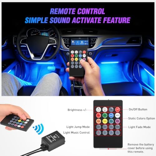 Nilight 4PCS 48LED Car USB Interior Neon Accent Lights RGB Remote Control