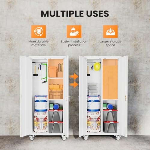DUMOS 72 Inch Metal Garage Storage Cabinet, Rolling Tool Cabinet - Image 5