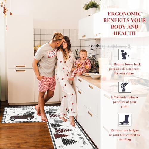 U'Artlines 2Pcs Christmas Anti Fatigue Kitchen Rugs and Mats,Tree, Truck - Image 6
