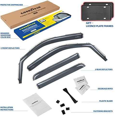 Goodyear Shatterproof in-Channel Window Deflectors for Trucks Ford F-150 2009-2014 SuperCrew, Rain Guards, Window Visors for Cars, Vent Deflector, Truck Accessories, 4 pcs- GY003405LP