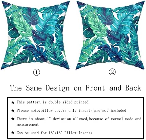Sweetshow Tropical Leaves Pillow Covers 12x12 Inch Summer Decorative Green Palm Leaf Throw Pillow Covers Set of 2 Soft Cotton Pillow Case Square Cushion Covers for Home Couch Sofa Patio Bedroom - Image 6