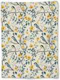 Charming Bird & Floral Blanket, Soft Flannel Throw for Couch, Bed, Travel, Living Room & Home Decor, Cozy Lightweight Warm Fuzzy Blankets with Yellow Flowers for Adults Kids Women 50×40 in by TiCaldi
